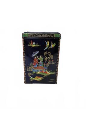 Vintage Daher Asian Style Metal Tea Tin Canister